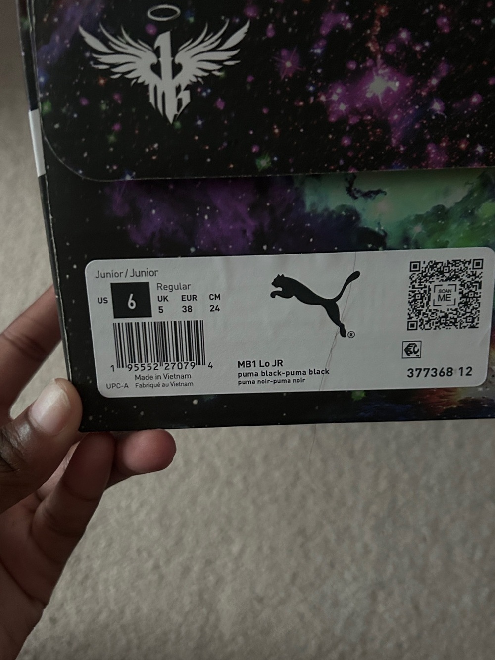 Puma MB1 Lo JR Box — Black with Galaxy Accent